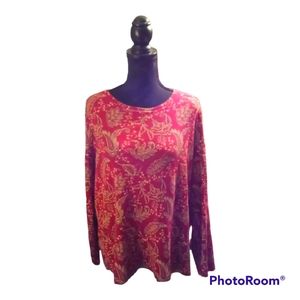 St. John's Bay Plus long sleeve red paisley tee